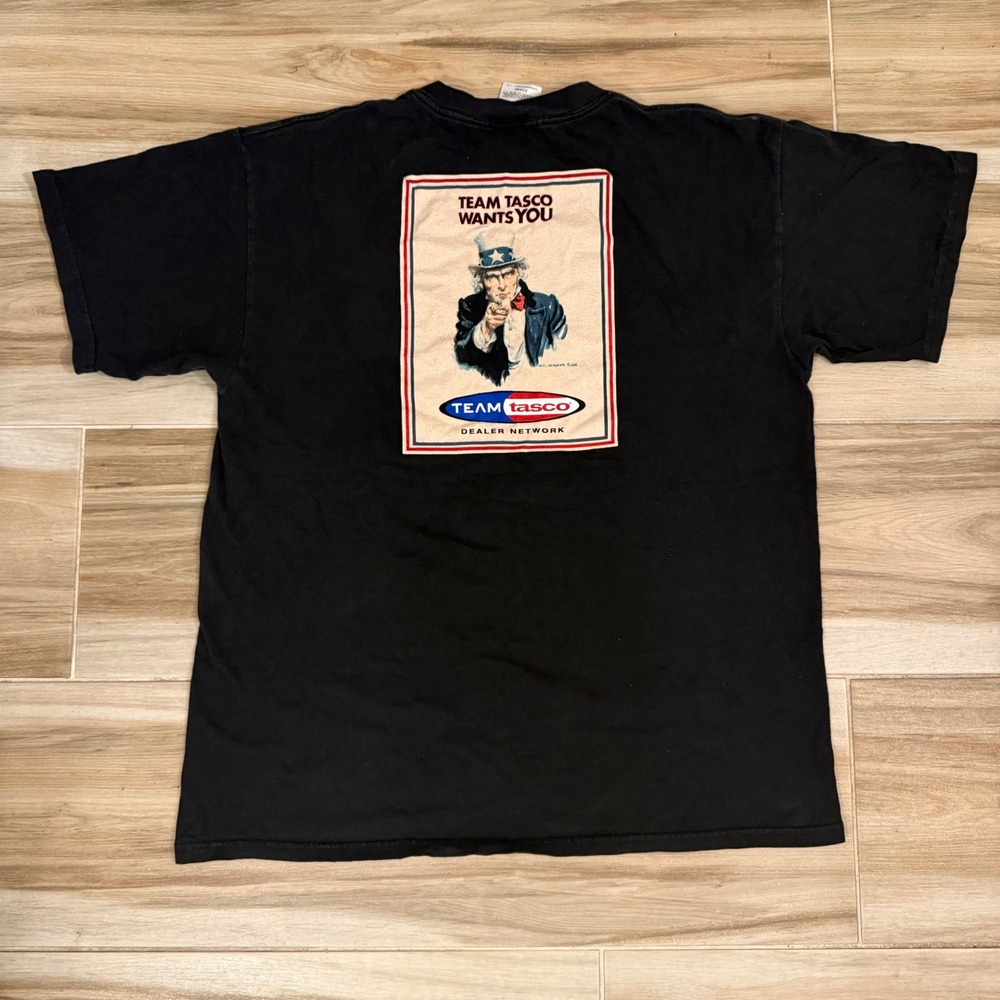 Vintage Tultex Team Tasco Uncle Sam Wants You T-Shirt Black XL